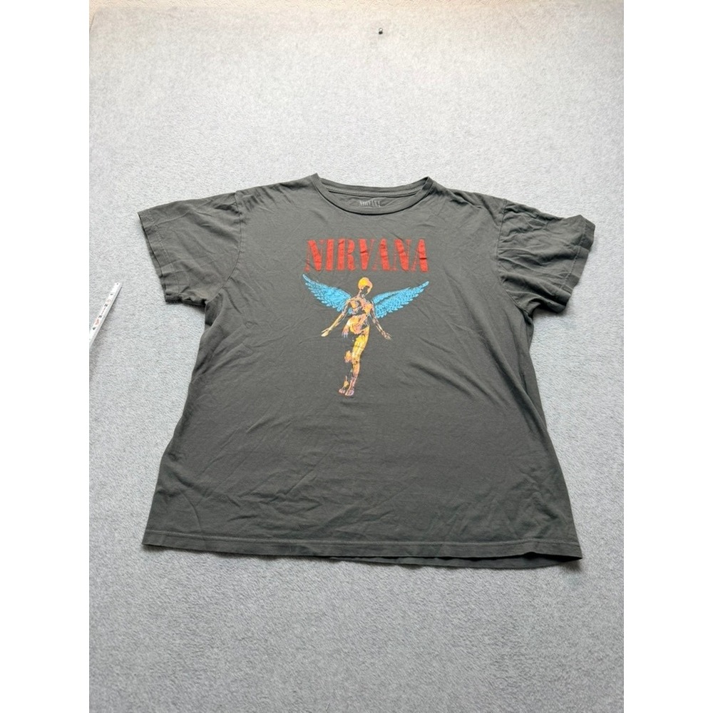 Nirvana In Utero Graphic T-Shirt Gray Cotton Grunge Rock Band Tee XL